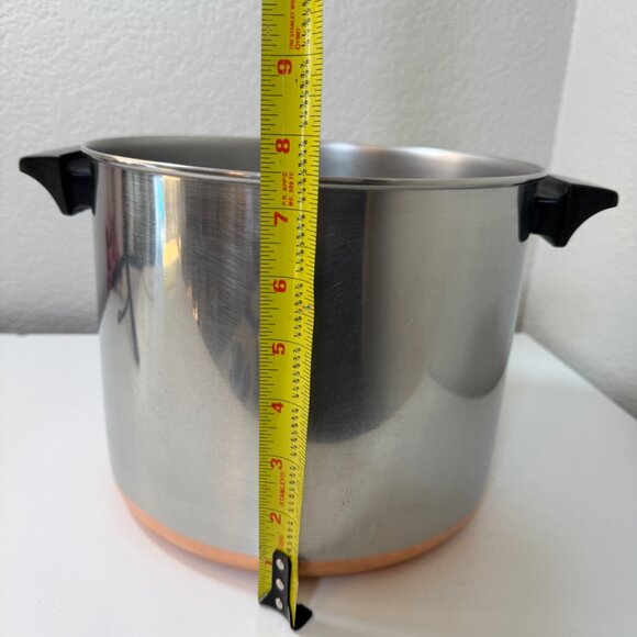 Vintage Revere Ware 8 QT Stock Pot w/ Lid Copper Clad 1801 Clinton ILL USA - Picture 13 of 16